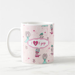 Niedlich I Liebe K-Pop Girls Aquamarin Rosa Herz Kaffeetasse