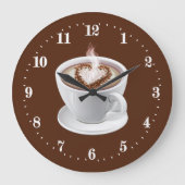 Niedlich I Liebe Kaffee Bar Große Wanduhr (Vorderseite)