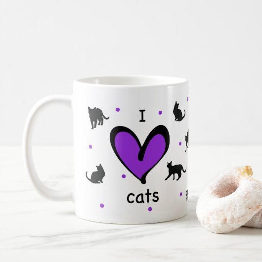 Niedlich I Liebe Katzen Gemustert Kaffeetasse (Mit Donut)