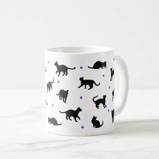 Niedlich I Liebe Katzen Gemustert Kaffeetasse (VorderseiteRechts)