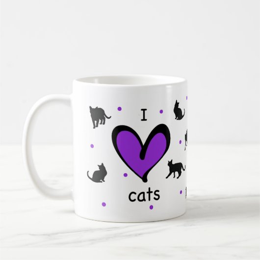 Niedlich I Liebe Katzen Gemustert Kaffeetasse (Links)