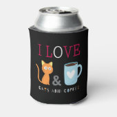 Niedlich I Liebe Katzen und Kaffee schwarz Dosenkühler (Kanne Rückseite)