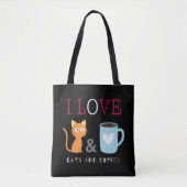Niedlich I Liebe Katzen und Kaffee schwarz Tasche (Vorderseite)