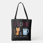 Niedlich I Liebe Katzen und Kaffee schwarz Tasche (Rückseite)