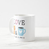 Niedlich I Liebe Katzen und Kaffee weiß Kaffeetasse (Vorderseite Links)