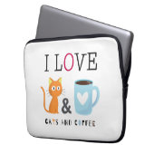 Niedlich I Liebe Katzen und Kaffee weiß Laptopschutzhülle (Vorderseite Links)