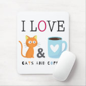 Niedlich I Liebe Katzen und Kaffee weiß Mousepad (Mit Mouse)