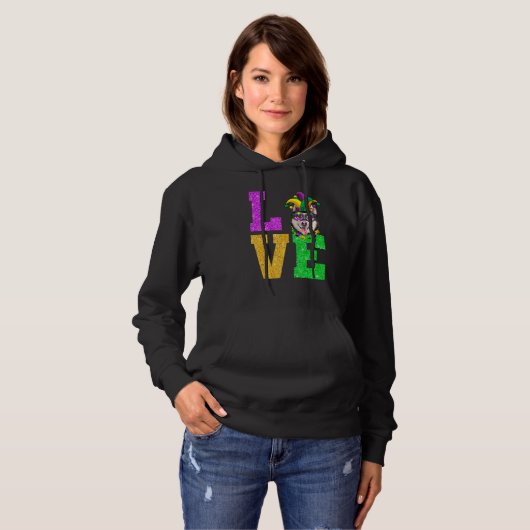 Niedlich I Liebe Mardi Gras Siberian Husky Doppy P Hoodie (Vorne ganz)