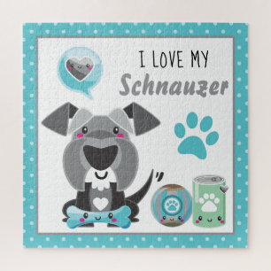 Niedlich I Liebe mein Schnauzer Haustier Puzzle