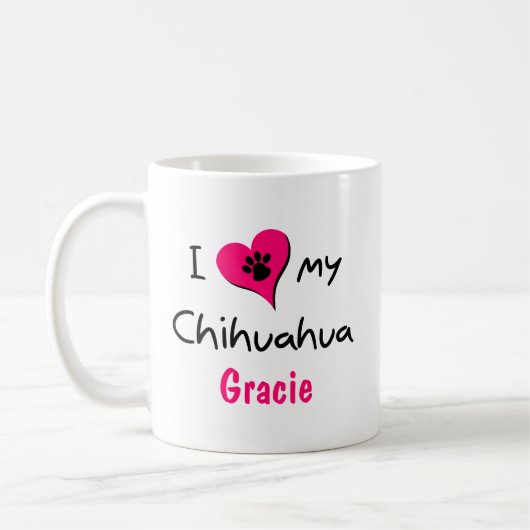 Niedlich I Liebe meine Chihuahua personalisierte M Kaffeetasse (Links)