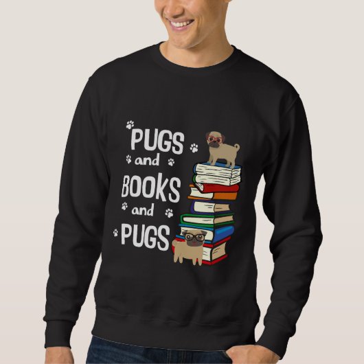 Niedlich I Liebe Mops und Bücher Klassischer T - S Sweatshirt (Vorderseite)