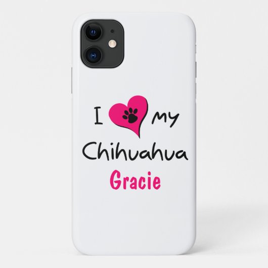 Niedlich I Liebe My Chihuahua Paw Print Pink Heart Case-Mate iPhone Hülle (Rückseite)