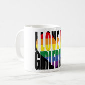 Niedlich I Liebe My Girlfriend Rainbow Heart Kaffeetasse (Vorderseite Links)