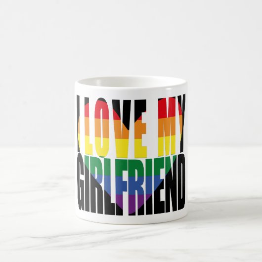 Niedlich I Liebe My Girlfriend Rainbow Heart Kaffeetasse (Mittel)