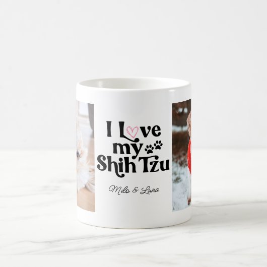 Niedlich I Liebe My Shih Tzu Dog 2 Fotovorlage Kaffeetasse (Mittel)