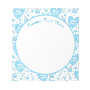 Niedlich I Liebe Summer Blue Heart Segelboot Starf Notizblock