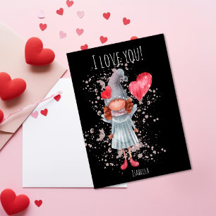 Niedlich I Liebe You Lady Gnome Pun Valentine Feiertagskarte