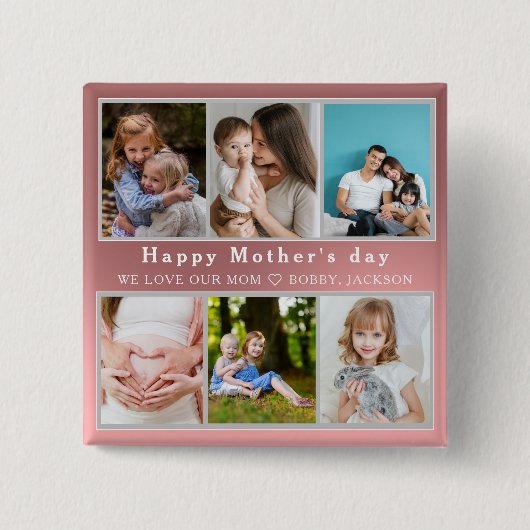 Niedlich I LIEBE YOU MAMA Happy Mother Day Foto Co Button (Vorderseite)