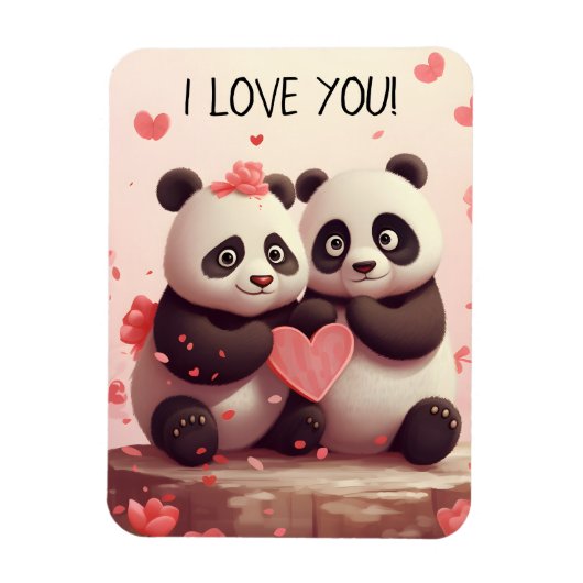 Niedlich I Liebe You Panda Valentine Magnet (Vertikal)
