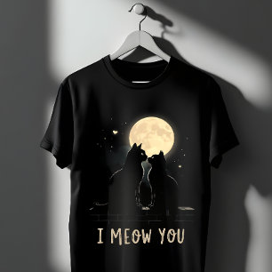 Niedlich "I Meow You" Schwarze Katzen in Liebe T-Shirt