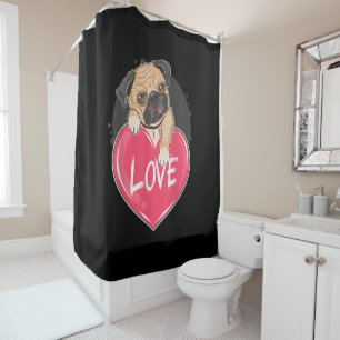 Niedlich I Steal Hearts Mops Valentine Day Gift Duschvorhang