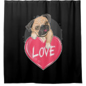 Niedlich I Steal Hearts Mops | Valentine Day Gift Duschvorhang (Vorderseite)