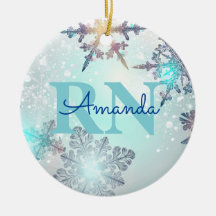 Niedlich Ice Blue Snowflake Personalisierter Name
