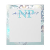 Niedlich Ice Blue Snowflake Personalisierter Name  Notizblock (Vorderseite)