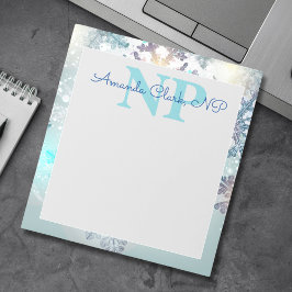 Niedlich Ice Blue Snowflake Personalisierter Name Notizblock