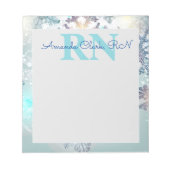 Niedlich Ice Blue Snowflake Personalisierter Name  Notizblock (Vorderseite)