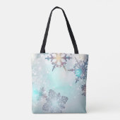 Niedlich Ice Blue Snowflake Personalisierter Name Tasche (Rückseite)