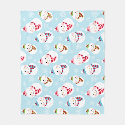 Niedlich Ice Blue Winter Snowman Pattern Fleecedecke (Vorderseite)
