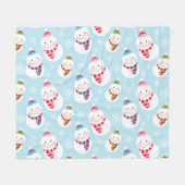 Niedlich Ice Blue Winter Snowman Pattern Fleecedecke (Vorderseite (Horizontal))