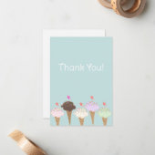 Niedlich Ice Cream Cone Vielen Dank Mitteilungskarte (Vorderseite/Rückseite Beispiel)