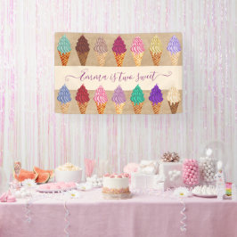 Niedlich Ice Cream Party Baby Girl 2 Jahre Geburts Banner
