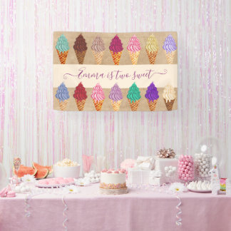 Niedlich Ice Cream Party Baby Girl 2 Jahre Geburts Banner
