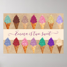 Niedlich Ice Cream Party Baby Girl 2 Jahre Geburts