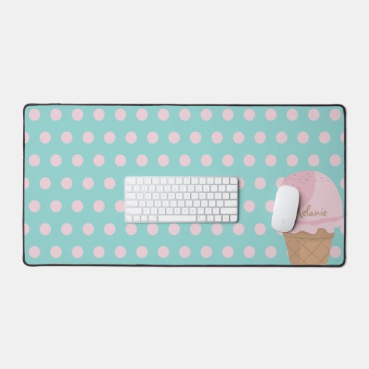 Niedlich Ice Cream Polka Dot Pattern Girly Desk Ma Schreibtischunterlage (Tastatur & Maus)