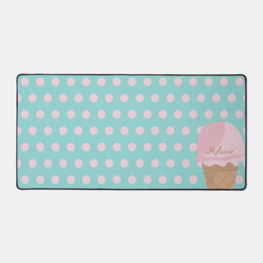 Niedlich Ice Cream Polka Dot Pattern Girly Desk Ma Schreibtischunterlage (Vorderseite)