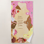 Niedlich Ice Creme Individuelle Name Strandtuch (Vorderseite)