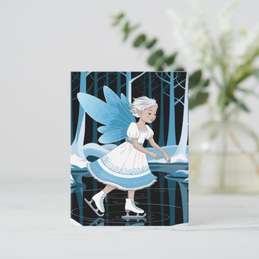 Niedlich Ice Skaten Faicy Winter Pond Postkarte (Stehend Vorderseite)