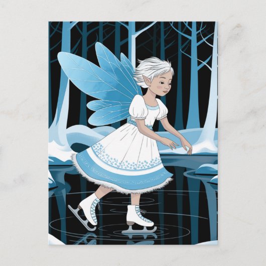 Niedlich Ice Skaten Faicy Winter Pond Postkarte (Vorderseite)