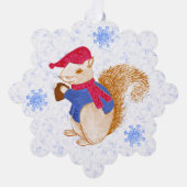 Niedlich Iceberg Blue Filigree Eichhörnchen Weihna Ornament Karte (Vorderseite)