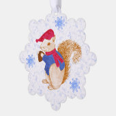 Niedlich Iceberg Blue Filigree Eichhörnchen Weihna Ornament Karte (Linke Ecke)