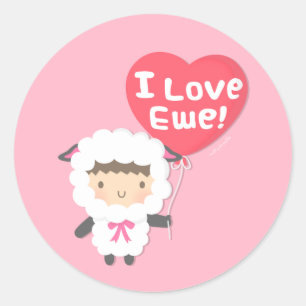 Niedlich Ich Liebe Dich Schaf Pun Humor Runder Aufkleber
