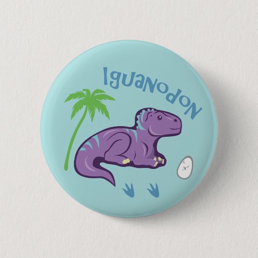 Niedlich Iguanodon Button (Vorderseite)