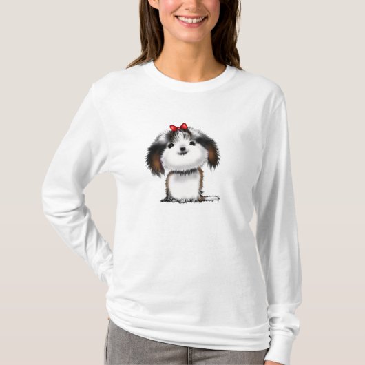Niedlich Illustriert Shih Tzu Puppy T-Shirt (Vorderseite)