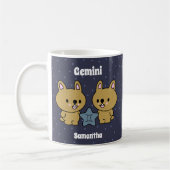 Niedlich Illustrierte Gemini Zodiac Personalisiert Kaffeetasse (Links)