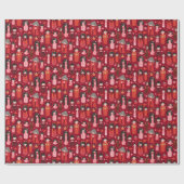 Niedlich Illustrierte Japanisch Kokeshi Red Geschenkpapier (Flach)