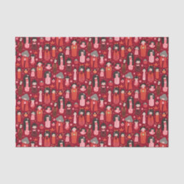 Niedlich Illustrierte Japanisch Kokeshi Red Seidenpapier